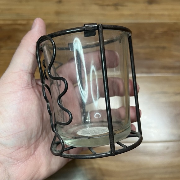 Chicken Tea Light Votive Candle Holder Clear Glass with Rustic Metal Holder 3.5" - Picture 3 of 7